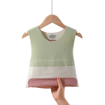 羊毛蚕丝儿童背心大贴片护腰护肚