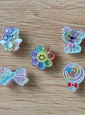 彩虹闪粉卡通crocs鞋扣鞋花配件