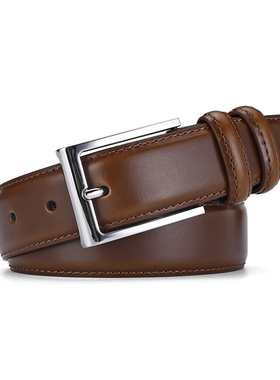 Cask Knitter皮带男士腰带针扣真牛皮简约百搭休闲纯皮男式裤带潮