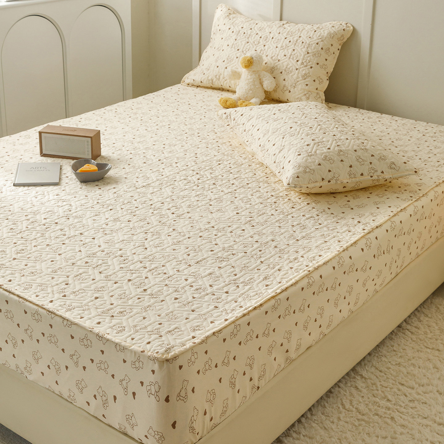 新款简约清新全棉印花夹棉床笠四季通用床垫隔脏保护罩2026床套罩