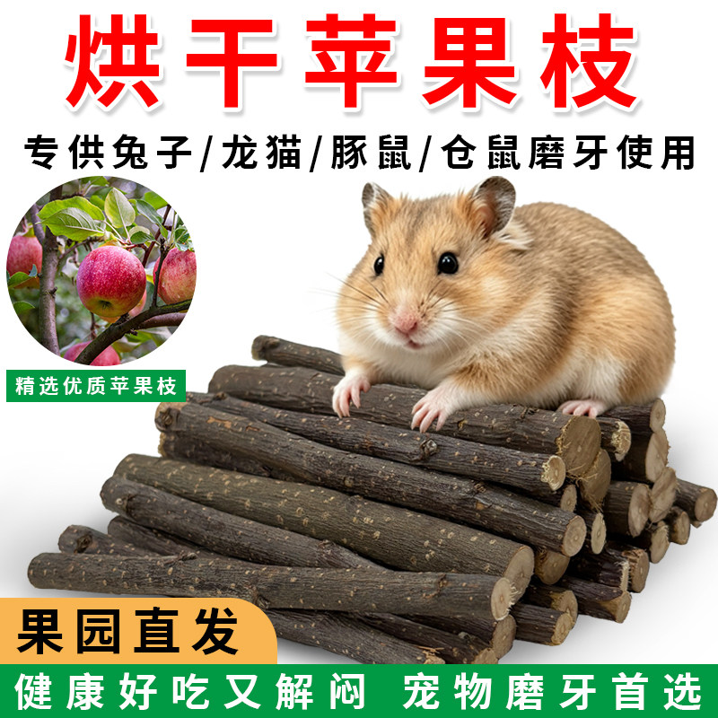 烘干苹果枝兔子仓鼠龙猫荷兰猪专用磨牙神器苹果木树枝磨牙棒玩具