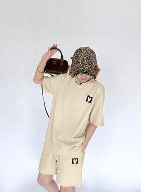 LIFEWORK韩版女装套装新款纯棉T恤短袖宽松上衣时尚休闲半袖打底