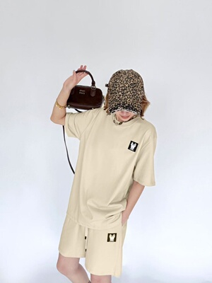 LIFEWORK韩版女装套装新款纯棉T恤短袖宽松上衣时尚休闲半袖打底