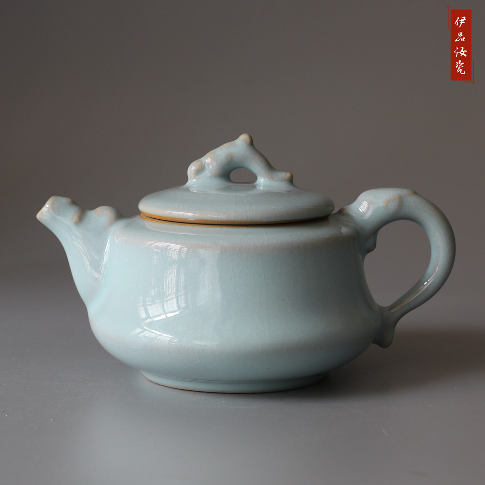 汝州原产地汝瓷郭留江制龙权壶汝窑茶壶天青玛瑙釉茶具支钉开片