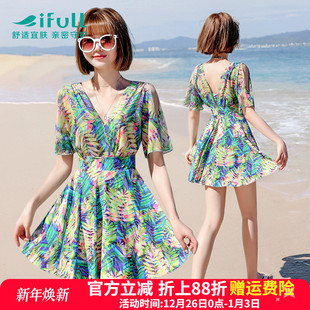 泳装 宜肤微胖泳衣女孩大码 显瘦遮肚温泉连体裙式 时尚 保守2025新款