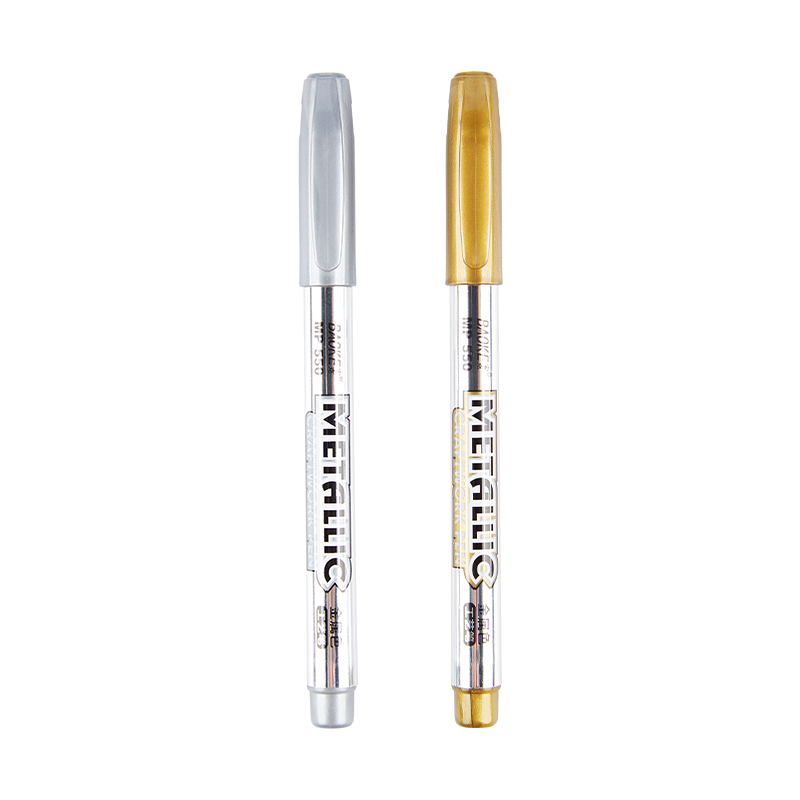 宝克金属工艺笔mp550金色银色油漆笔记号笔黑卡纸签名笔签字签到笔油性水笔diy相册写贺卡题名笔马克笔涂鸦笔