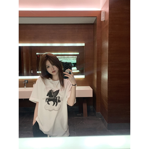 Zzhen天使之铃经典圆领小马印花韩系时髦宽松T恤百搭休闲新款短袖