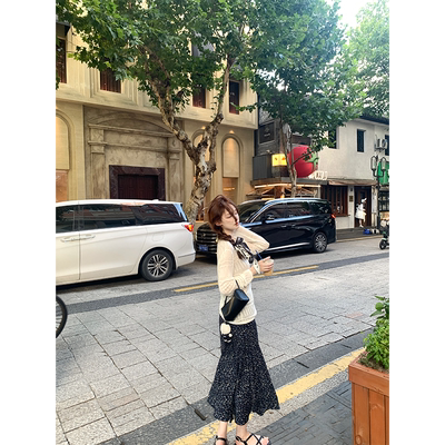 珍珍家晚风游记韩系时髦莫奈花海鱼尾裙高腰显瘦新款女半身长裙