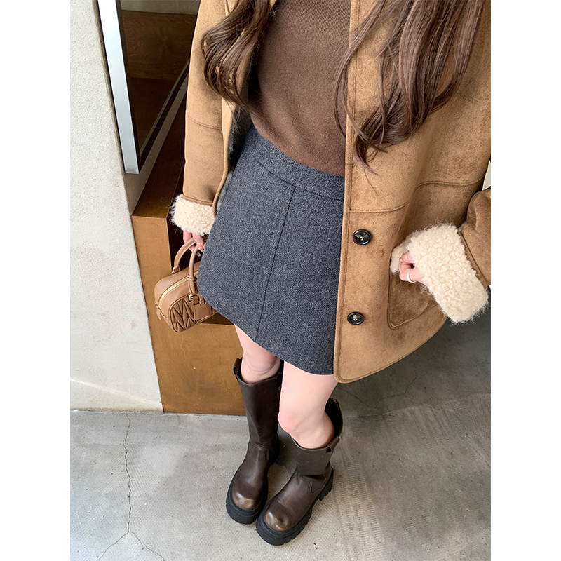 珍珍家秋冬季搭配天菜45羊毛气质毛呢半裙新款高级显瘦短款半身裙