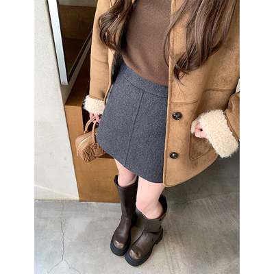 珍珍家秋冬季搭配天菜45羊毛气质毛呢半裙新款百搭显瘦短款半身裙