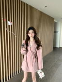 珍珍家百搭简约气质绑带羊毛西装 外套2025年秋冬小个子韩版 西服女