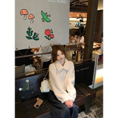 珍珍家 冬日小雪球温柔软糯环保皮草翻领白色毛毛外套2025年新款