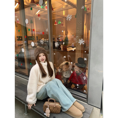 Zzhen珍珍 汉江落日氛围女主感 小立领环保皮草毛毛保暖外套