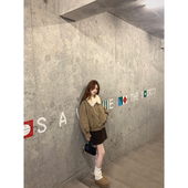 珍珍家 伯爵巴斯克篙级砂洗大地色保暖外套翻毛领夹克工装 羽绒服