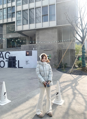 珍珍家北欧御寒之美新国标90白鸭绒宽松连帽中长款保暖防风羽绒服