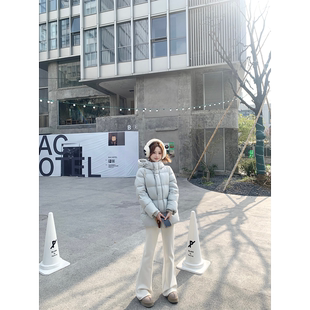 珍珍家北欧御寒之美新国标90白鸭绒宽松连帽中长款保暖防风羽绒服