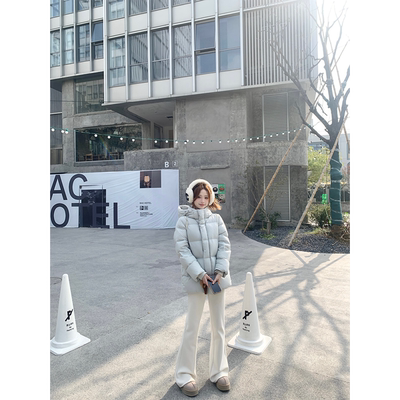 珍珍家北欧御寒之美新国标90白鸭绒宽松连帽中长款保暖防风羽绒服