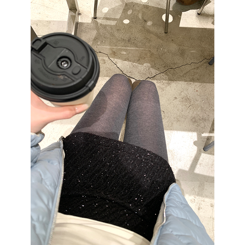 珍珍家流光琥珀重工30羊毛粗纺小香细闪半身裙高腰春季毛呢包臀裙