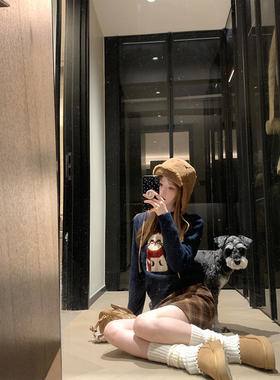 珍珍家猫咪教主节日氛围上衣韩版复古软糯亲肤毛衣百搭圆领针织衫