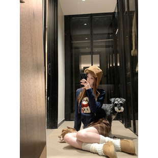 珍珍家猫咪教主节日氛围上衣韩版复古软糯亲肤毛衣百搭圆领针织衫