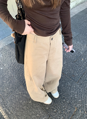 珍珍家 小个子秋冬好版型工装裤显瘦百搭休闲裤2025新款阔腿裤女