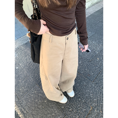珍珍家 小个子秋季好版型工装裤显瘦百搭休闲裤2025新款阔腿裤女