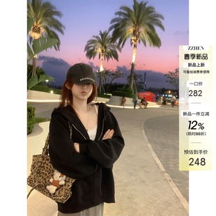 Zzhen 本期推荐no1春季bi入高克重连帽卫衣显瘦宽松休闲开衫外套