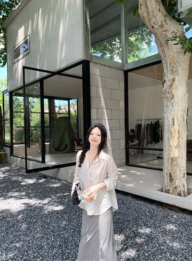 珍珍家简系美学100棉早秋松弛感通勤衬衫长袖防晒薄外套宽松衬衣