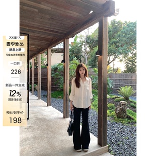 Zzhen 建模计划 03.23 显瘦jue绝子黑色高腰休闲微喇裤