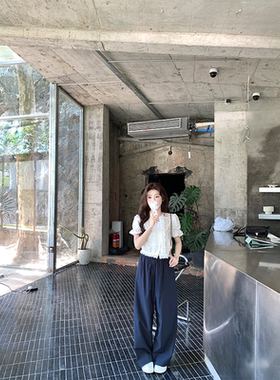 珍珍家Office实习生重工层次感甜美花边短袖衬衫韩系显瘦甜美上衣