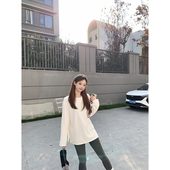 T恤秋冬显瘦内搭白色长袖 Zzhen珍珍 百搭宽松圆领中长款 上衣