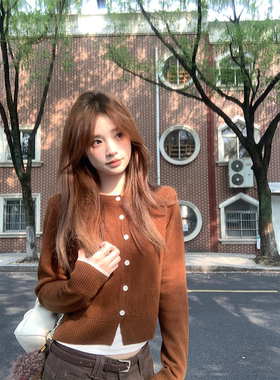 珍珍家拿铁可颂全羊毛软糯毛衣针织开衫&脏脏牛仔裤秋季百搭休闲