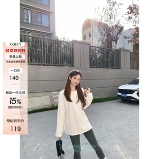 上衣 T恤秋冬显瘦内搭白色长袖 Zzhen珍珍 百搭宽松圆领中长款