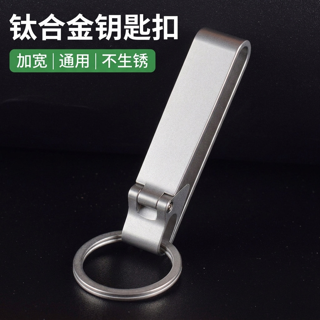 钛合金钥匙扣男士皮带挂扣创意挂杆防丢加厚锁扣通用腰带扣钛圆环