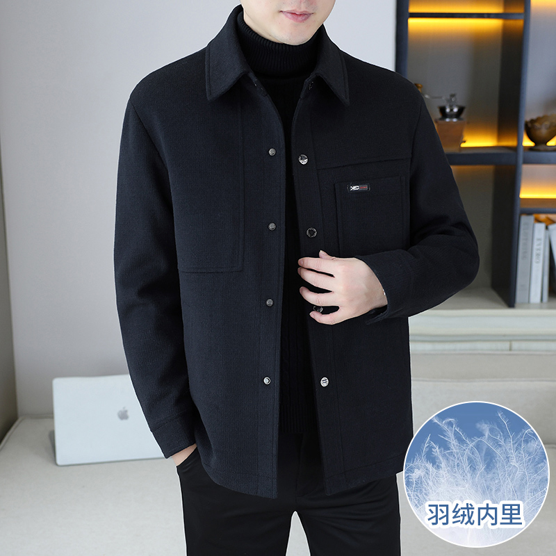 秋冬季新款男士羽绒服短款夹克青中年商务休闲百搭保暖呢子外套男