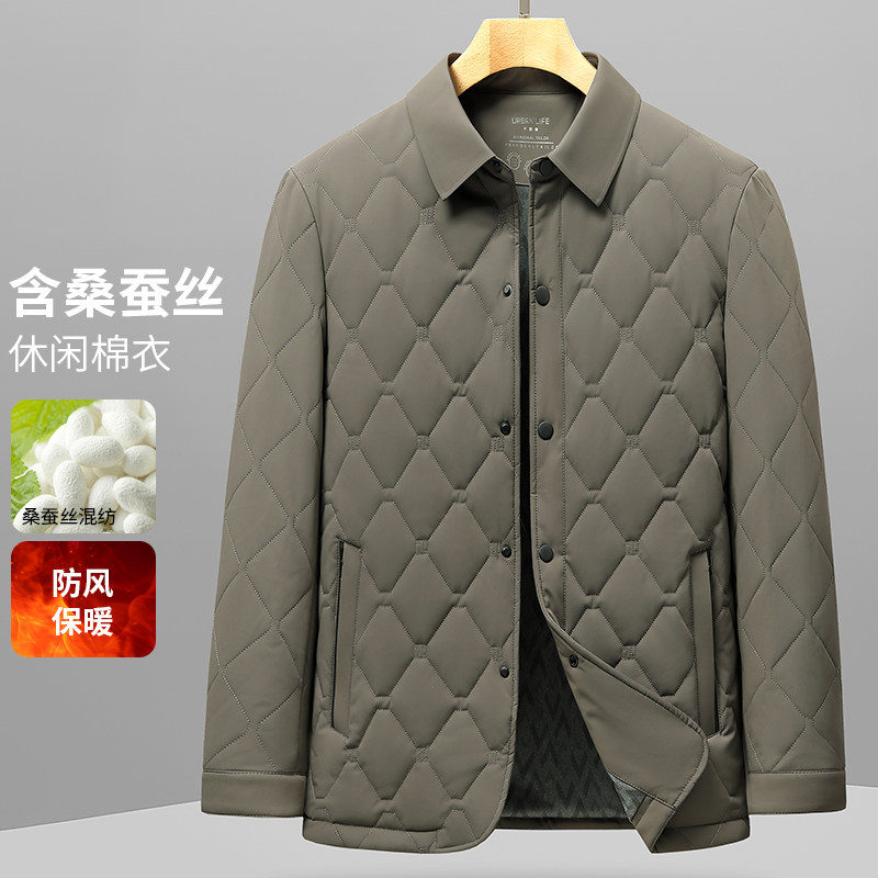 冬季新款男翻领棉衣桑蚕丝加厚