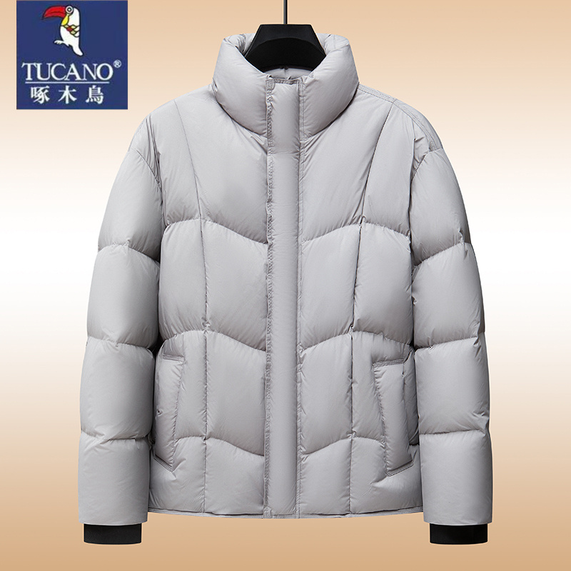 啄木鸟立领短款羽绒服男士加厚