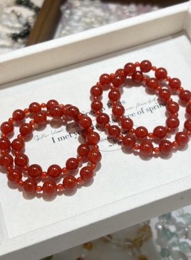 赵露思同款手串手天然红玛瑙手串许妍手链饰品礼物送女友闺蜜礼物