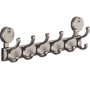枪灰色吸盘挂钩免打孔强力粘胶一排挂衣架墙上壁挂入户门后挂衣钩