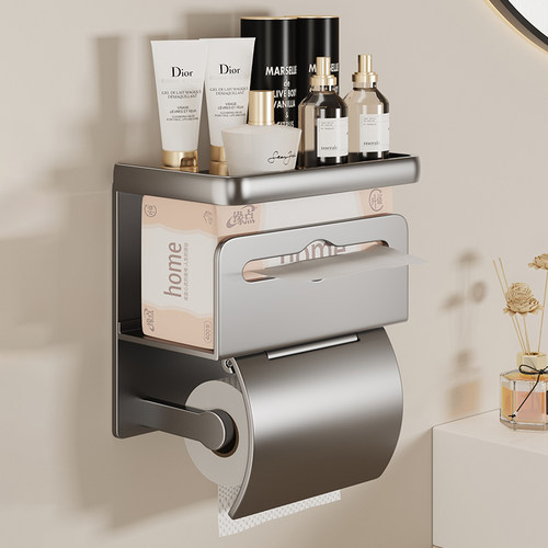 化妆室纸巾盒厕所置物架免打孔壁挂式抽取式卫生纸卫生纸放置盒洗