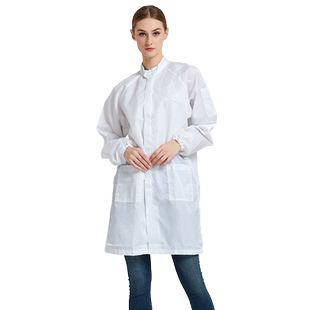 无尘衣服防静电白色蓝色工作防尘服装男女服静电工作服大褂拉链款