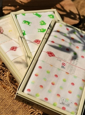 日本原装进口日纤商工泉州japanesestyle 纯棉纱布面巾毛巾春礼盒