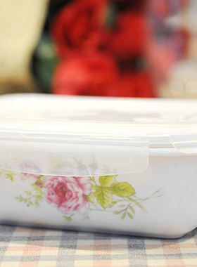 韩国进口zen&lock 600ML长方形esly陶瓷密封保鲜碗保鲜盒饭盒