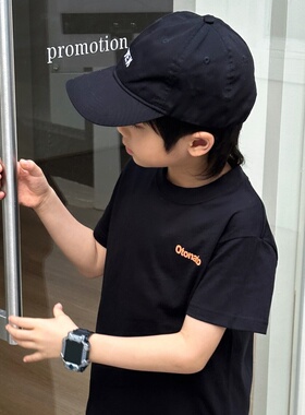 otonat山脉户外父子装夏季纯棉中大童简约纯色圆领百搭上衣兄弟装