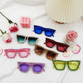 夸张搞怪带钻墨镜时尚 男欧美ins时尚 沙滩海边猫眼蹦迪潮太阳镜女