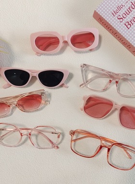 粉色系爱心墨镜女欧美千禧风Y2K