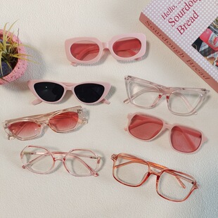 粉色系爱心墨镜女欧美千禧风Y2K桃心辣妹眼镜果冻色多巴胺太阳镜