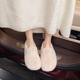 软底兔毛豆豆鞋 白色毛毛鞋 女冬外穿2025加绒加厚一脚蹬懒人孕妇鞋