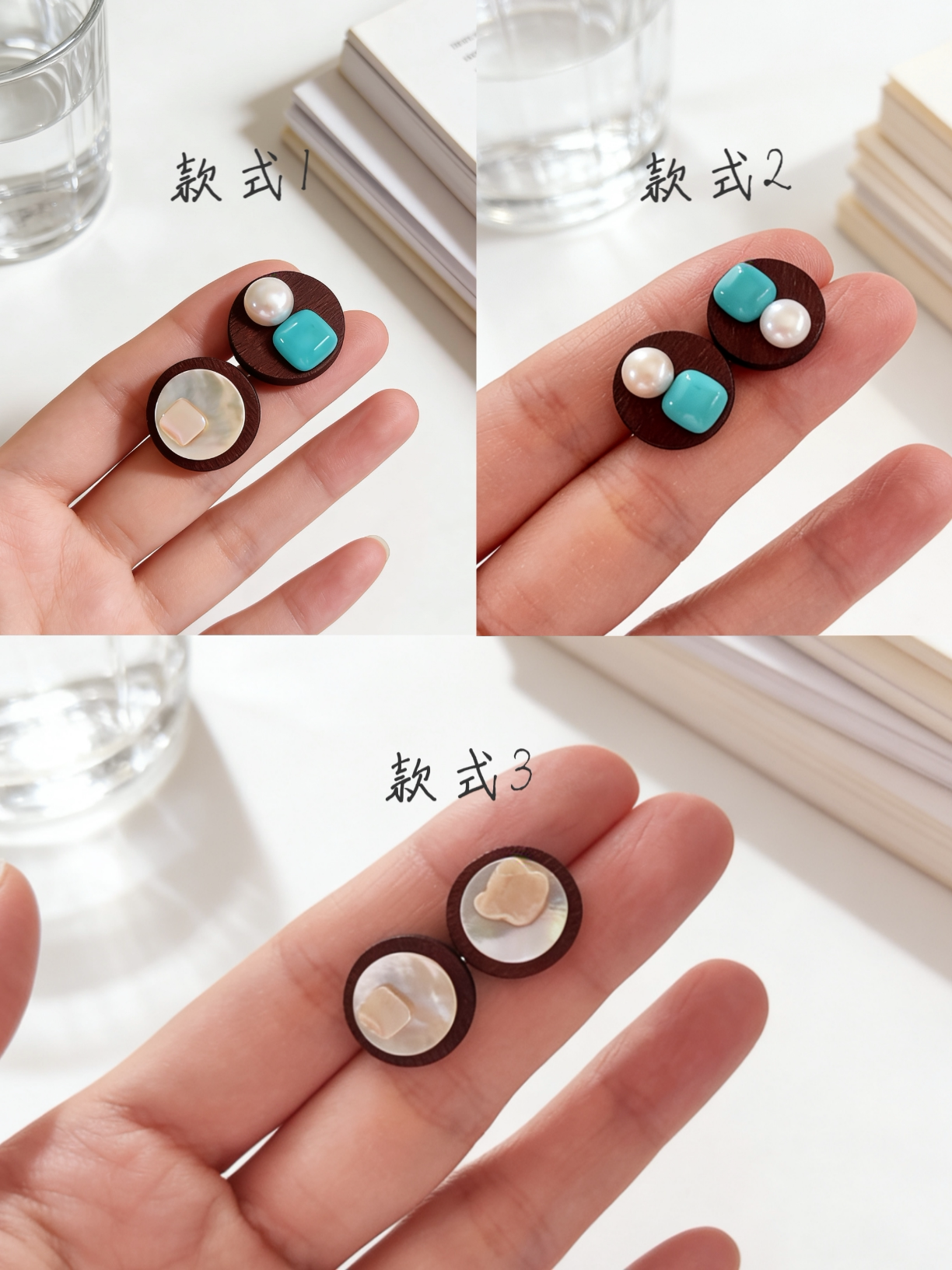 原创手工新中式耳钉小众设计国风元素珍珠耳饰文艺日常通勤配饰