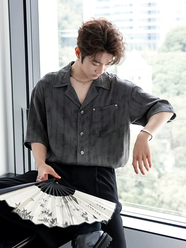 Чикерро Сицилия Тонкая новая китайская рубашка в стиле китайского стиля мужская дышащая легкая роскошная дизайн топ -модный